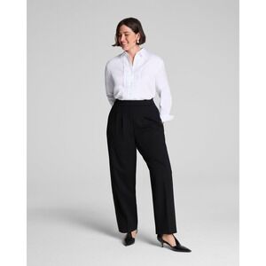 NWT Spanx Ponte Barrel Leg Pleated Tux Pants Black Satin Stripe  Large Tall
